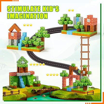 Magnetic Blocks - Build Magnet World Edition, Magnetic Blocks for Kids Ages 3-4, 4-8, Magnetic Toys for Boys & Girls, STEM Montessori Sensory Toys for Toddlers Gifts for 3+ Years Old