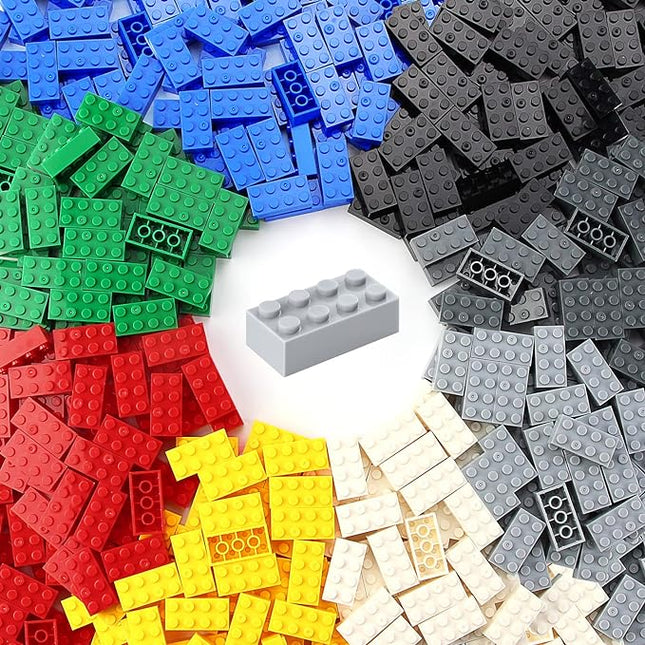 Feleph 2x4 Bricks 320 Pieces Multicolored Basic Parts Building kit Creative Play Set Blocks Toy Accessories Compatible with 3001 Major Brands (8 Mixed Color)