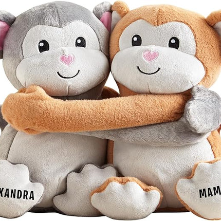 Let's Make Memories Personalized Hugging Plush Monkeys - for Birthday - Monkey Stuffed Animal for Kids - for Boy - for Girl