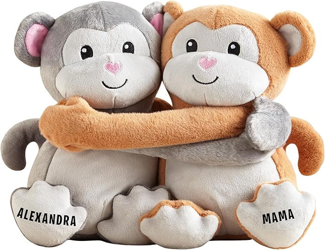 Let's Make Memories Personalized Hugging Plush Monkeys - for Birthday - Monkey Stuffed Animal for Kids - for Boy - for Girl