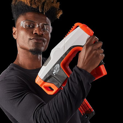 Nerf Pro Sender Half-Length Semi Automatic Dart Blaster, 150 FPS, 30 Nerf Pro Half-Length Darts, 15-Dart Magazine, Eyewear, Gifts for Teens, 14+