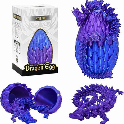 MYTHICA 3D Printed Dragon Egg Unleash Your Imagination with Our Crystal Mystery Dragon Egg Collection Fully Articulated Fidget Desk Toy for ADHD, Autism, Anxiety & Stress Relief (Saphire Storm)