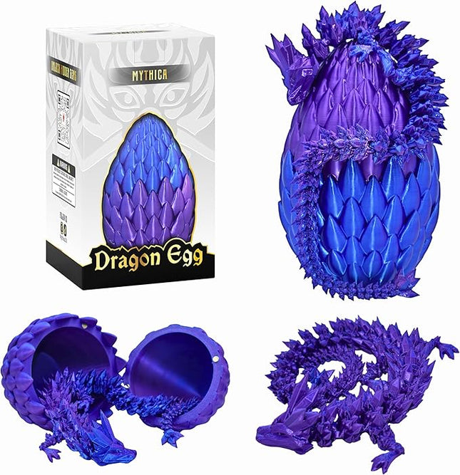 MYTHICA 3D Printed Dragon Egg Unleash Your Imagination with Our Crystal Mystery Dragon Egg Collection Fully Articulated Fidget Desk Toy for ADHD, Autism, Anxiety & Stress Relief (Saphire Storm)