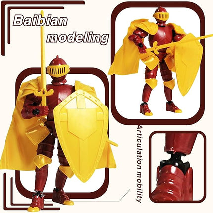 T13 Medieval Knight Action Figure Articulated Titan 13 Multi-Jointed Movable Dummy Robot Desktop Table Decoration
