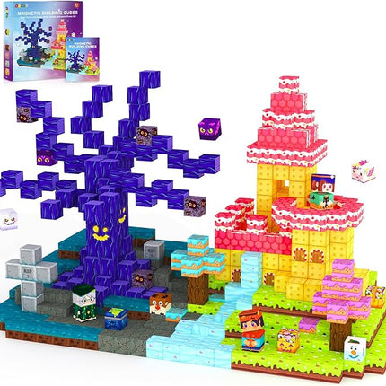 Magnetic Blocks Building Cubes, Magnetic Tiles Kids Montessori Sensory Toys & Games for 3 4 5 6 7 8 9 10 11 12 13 Year Old Boys Girls, Kids Toddler Halloween Decorations Party Favors Birthday Gifts