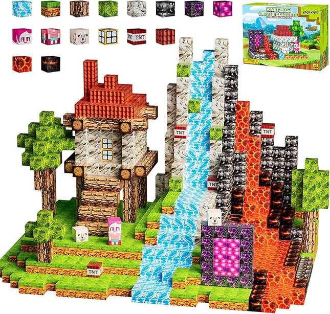 Magnetic Blocks 126PCS - 1 inch Magnetic Building Blocks Cubes Kid STEM Sensory Toy for 3+ Year Old Boys & Girls Game Themed Gifts