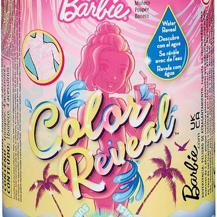 Barbie Chelsea Color Reveal Doll with 6 Surprises: 4 Bags with Cover-Up, Shoes, Towel & Accessory; Water Reveals Marble Blue Doll’s Look & Color Change on Hair; Sand & Sun Series [Styles May Vary]