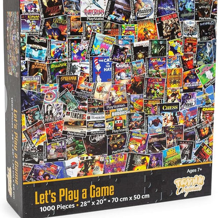 Toynk Video Game Box Collage Puzzle | Jigsaw Puzzle 1000 Pieces for Adults & Kids | Interactive and Fun Brain Teaser for Retro Gaming Enthusiast Featuring Classic PlayStation Box Art | 28x20 Inches
