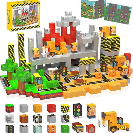 138PCS Magnetic Blocks - Magnetic Building Blocks Magnet Block Cubes Construction Set, STEM Sensory Stacking Toys for Kids Boys Girls Ages 3 4 5 6 7 8-12 Holiday Christmas Birthday Gifts