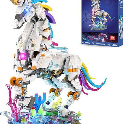 JMBricklayer Unicorn Building Sets for Adults with Lights 70008, Myth Art Creator Animals Display Ideas, Magical Rainbow Unicorn Home Decor, Building Toys Christmas Birthday Gifts for 14+(1492 PCS)