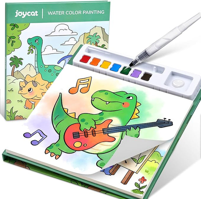 JoyCat Paint with Water Coloring Books for Toddlers, Watercolor Painting Sets for Kids Ages 3-5 4-8, Arts and Crafts Drawing Activities Toy Birthday Gift for Boys Girls (Dinosaur & Vehicle)