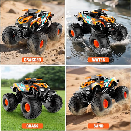 Remote Control Car Monster Truck Toys,4WD Waterproof Off-Road RC Cars for All terrian,1:16 Amphibious Hobby Pick-up Truck Toy Vehicle Gifts for Boys Girls Presents Age 8 9 10 11 12+