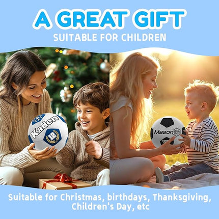 Baosity Custom Soccer Pillow with Text Plush Toy for Kids Stuffed Soccer Creative Room Decor Fluffy Sports Toy Personalized Birthday Christmas Party Easter Gifts for Boys Girls Toddler Kids