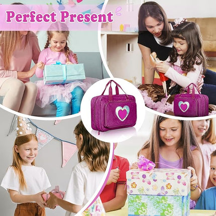 Carrying Case Compatible with Barbie Dolls 12-Inch, Storage Organizer with Handle Holds up to 6 Dolls,Multiple Pockets for Accessories,Toy Storage Box, lavender,Bag Only (magenta)