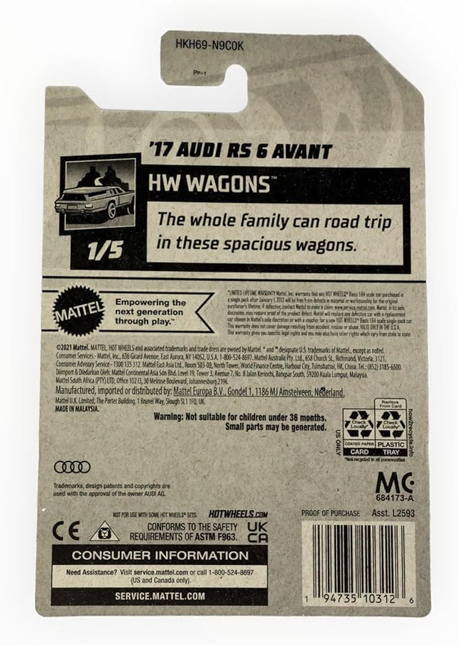 Hot Wheels '17 Audi RS 6 Avant, HW Wagons 1/5 [Green] 187/250