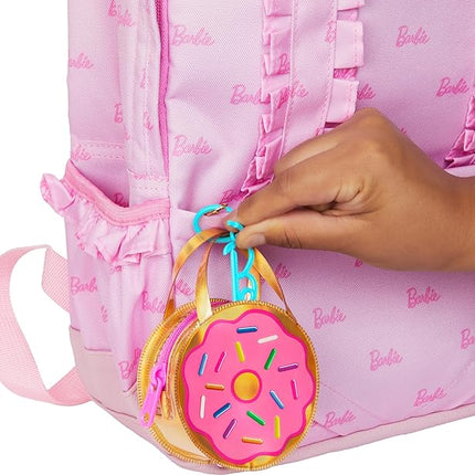 Barbie Clothes and Accessories, Deluxe Keychain Donut Bag with Pink Sprinkle Dress and Candy Themed Accessories for Barbie Dolls