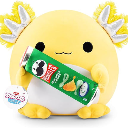 Snackles Series 2 16-inch by ZURU Cuddly Squishy Comfort 16-inch Plush with Licensed Snack Brand Accessory (Axolotl&Pringles Sour Cream and Onion)