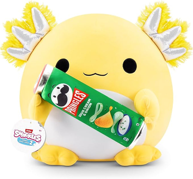 Snackles Series 2 16-inch by ZURU Cuddly Squishy Comfort 16-inch Plush with Licensed Snack Brand Accessory (Axolotl&Pringles Sour Cream and Onion)