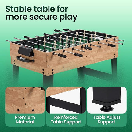 10-in-1 Foosball Table 48" Combo Game Table Ping Pong Table Air Hockey Table Pool Table Soccer Foosball All in One with Accessories for Indoor Outdoor Game Rooms and Family Game