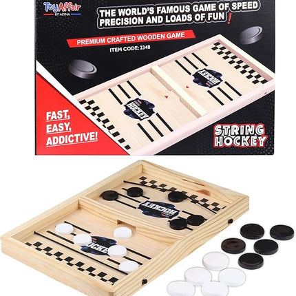 Ankit Toys & Games Fast Sling Puck Board Game – Wooden Indoor Tabletop Hockey Game for Kids & Adults | Fun Family Party Game | Fast-Paced Action, Strategy & Skill Play