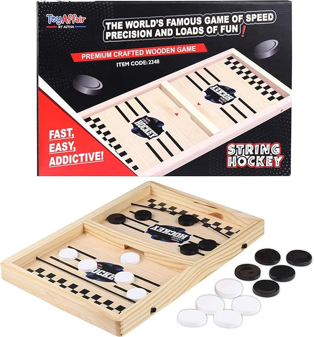 Ankit Toys & Games Fast Sling Puck Board Game – Wooden Indoor Tabletop Hockey Game for Kids & Adults | Fun Family Party Game | Fast-Paced Action, Strategy & Skill Play
