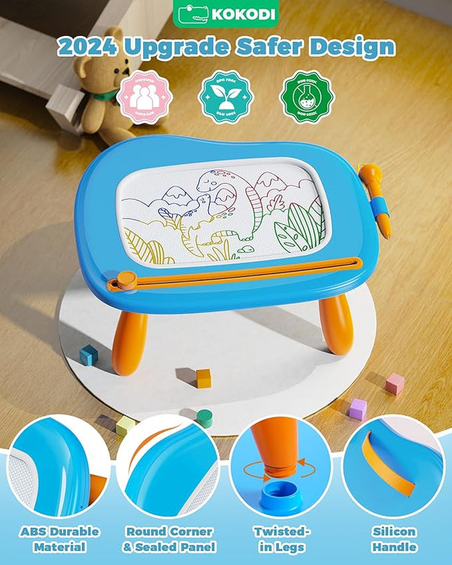 KOKODI Magnetic Drawing Board, Toddler Girl Toys for 1-2 Year Old, Large Doodle Board Pad Learning and Educational Toys for 1 2 3 Year Old Baby Kids Birthday Gifts(Blue)