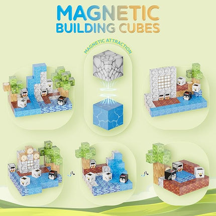 Contixo Magnetic Blocks - 145 PCS Magnet Cubes Building Tiles for Kids Ages 3-12, STEM Learning Toys with Vibrant Colors, Educational Toddler Toys for Creative Play, Birthday Gifts for Boys and Girls