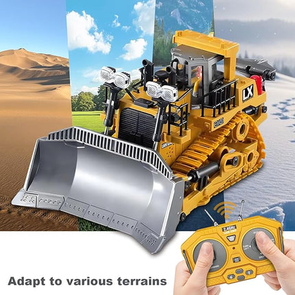 1:20 Scale RC Construction Vehicles - 2.4GHz Remote Control Tractor Toy with LED Lights, Liftable Alloy Bucket & Realistic Sound Effects, Suitable for Children Aged 6 7 8 9 10-12 as Gifts