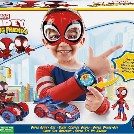 Spidey and his Amazing Friends Super Spidey Set, Role Play Toys, Toy Car Set, Marvel Spider-Man Mask Great for Kids, 3+ Years (Amazon Exclusive)