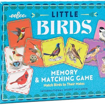 eeBoo: Memory & Matching Game- Little Birds- 18 Illustrated Matching Pairs, Concentration Tile Game, Informational Insert, Kids Ages 4+, 1-4 Players