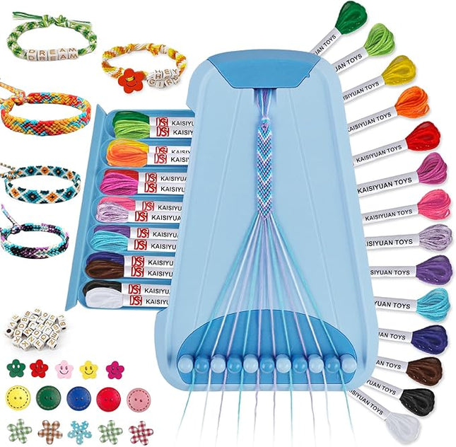 Arts and Crafts for Kids Ages 8-12,Friendship Bracelet Making Kit for Girl,Kids Jewelry Making Kit with 28 Pre-Cut Threads,Christmas Birthday Gifts for Ages 6 7 8 9 10 11 12 Year Old Light Blue