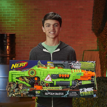 Nerf Revoltinator Zombie Strike Toy Blaster with Motorized Lights Sounds & 18 Official Darts for Kids, Teens, & Adults