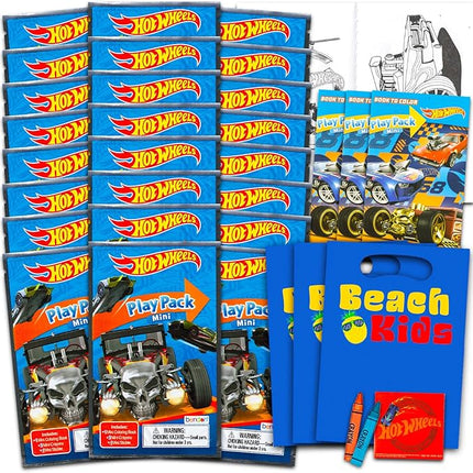 Hot Wheels Mini Party Favors Set for Kids - Bundle with 24 Mini Hot Wheels Grab n Go Play Packs with Coloring Pages, Stickers, More (Hot Wheels Birthday Party Supplies)