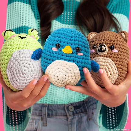 Original Squishmallows Bebe the Bluebird Crochet Kit, Includes Yarn, Crochet Hook, Starter Hooks, Step-By-Step Tutorials, Exclusive Crochet Kit For Beginners, DIY Craft, Crochet Kits, Great Teen Gifts