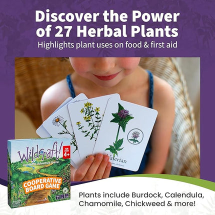 Wildcraft! an Herbal Adventure Cooperative Board Game - Learn 25 Herbs with No Reading Required - Educational Game for Kids 4+ & Families - Includes 3 Printable PDFs, Coloring Book & Plant Guide