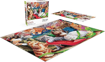 Buffalo Games - Shoe Closet Kittens - 750 Piece Jigsaw Puzzle for Adults -Challenging Puzzle Perfect for Game Nights - Finished Size is 24 x 18