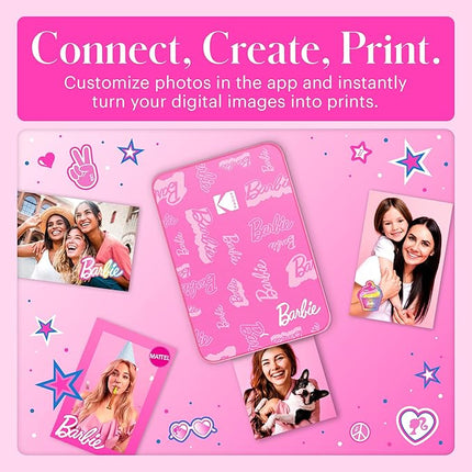 KODAK x Barbie Instant Smartphone Barbie Photo Printer - Portable, Color, Wireless - Zink 2x3” Sticky-Back Photos - Print from iOS & Android Devices with Fun Editing App -Signature Style