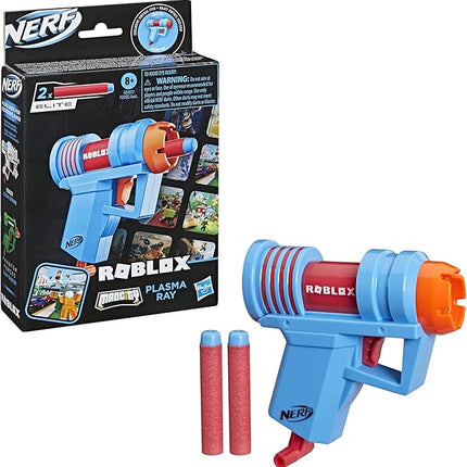 Nerf Roblox Mad City: Plasma Ray Dart Blaster, Pull-Down Priming Handle, 2 Elite Darts, Code to Unlock in-Game Virtual Item