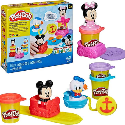 Play-Doh Disney Junior Mickey Mouse Clubhouse, Stamp & Go Megapack with Mickey, Minnie & Donald, Arts & Crafts Preschool Toys for Kids 2+