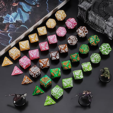 CiaraQ Polyhedral Dice Set - DND Role Playing Dice for Dungeons and Dragons RPG Table Games, Multi-Color, 35pcs