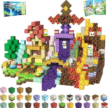 150 PCS Magnetic Blocks, Magnetic Tiles Building Blocks, Magnet Cubes Toddler Kids Toys, Sensory STEM Toys for 3-5 4-6 5-7 6-8 Year Old Boys Girls Christmas Birthday Gifts