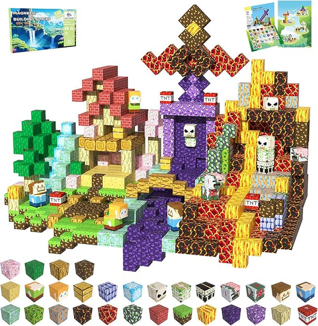 150 PCS Magnetic Blocks, Magnetic Tiles Building Blocks, Magnet Cubes Toddler Kids Toys, Sensory STEM Toys for 3-5 4-6 5-7 6-8 Year Old Boys Girls Christmas Birthday Gifts