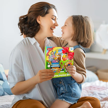 SYNARRY Magnetic Puzzles for Kids Ages 3-5, 20 Pieces Toddler Animal Puzzles for Kids Ages 4-6, Easter Basket Stuffers Valentines Day Gifts for Kids, Car Airplane Road Trip Activities Toy