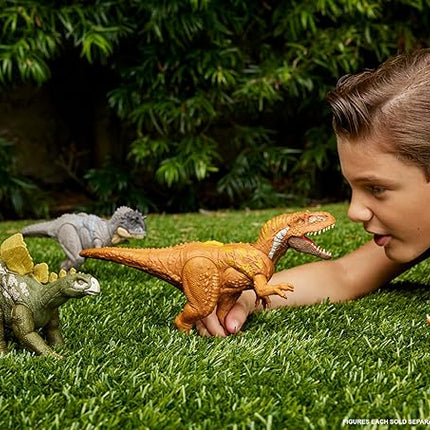 Mattel Jurassic World Wild Roar Dinosaur Toy with Sound & Attack Move, Gryposuchus Posable Action Figure Includes Digital Play, 11 inches Long