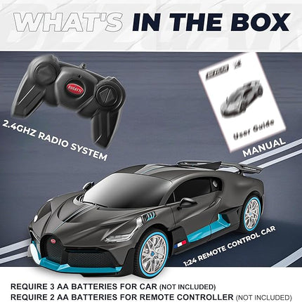BEZGAR Bugatti Remote Control Car for Boys- 1:24 Officially Licensed Bugatti RC Cars, Electric Sport Racing Hobby Bugatti Toy Car Model Vehicle for Boys, Girls and Adults