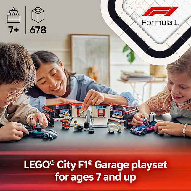 LEGO City F1 Garage & Mercedes-AMG & Alpine Cars Toy - Model Race Car Building Toy and Portable Playset for Kids, Boys and Girls, Ages 7+ - F1 Collectible for Fans - Gift Idea for Birthdays - 60444