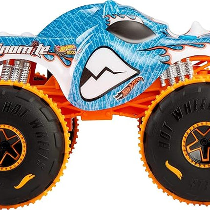 Hot Wheels RC Monster Trucks Rhinomite in 1:24 Scale, Remote-Control Toy Truck, All-Terrain Capabilities with Grip Action Tires, Full-Function RC