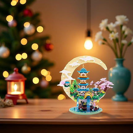 4288 PCS Cherry Blossom Tree Building Set for Adults Teens，Chinese Moon Palace Architecture Model，Micro Japanese Sakura Tree House, Mini Cherry Bonsai Tree Bricks, Creative Gift for Kids 14+