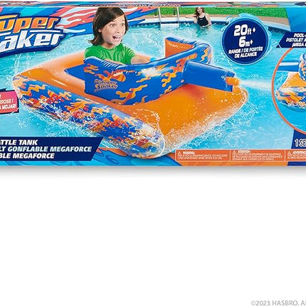 NERF Super Soaker Megaforce Battle Tank Ride-On – Inflatable Pool Float with Pool-Fed Mega Water Blaster