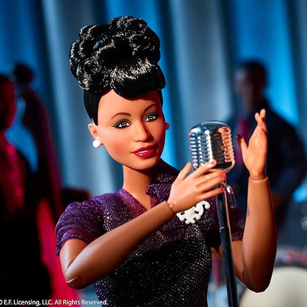 Barbie Inspiring Women Series Ella Fitzgerald Collectible Doll, Approx. 12-in, Wearing Purple Gown, with Microphone, Doll Stand and Certificate of Authenticity